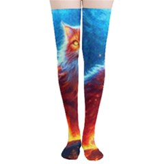 Enchanted Fire Feline Thigh High Stockings by ExtraAwesomeSauce