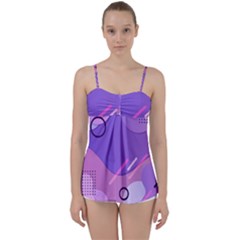 Colorful Labstract Wallpaper Theme Babydoll Tankini Top by Apen