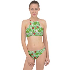 Strawberries Pattern Seamless Halter Bikini Set by Posterlux