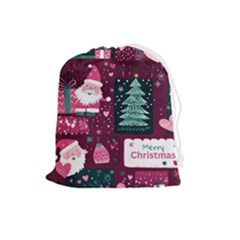 Christmas Santa Claus Drawstring Pouch (large) by Posterlux