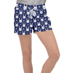 Cute Bunny Pattern, Easter, Koteto Women s Velour Lounge Shorts by kyorashop23