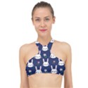 Cute Bunny Pattern, Easter, Koteto High Neck Bikini Top View1