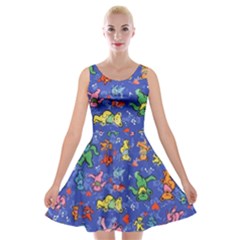 Grateful Dead Dancing Bears Pattern Velvet Skater Dress by Salmanaz77