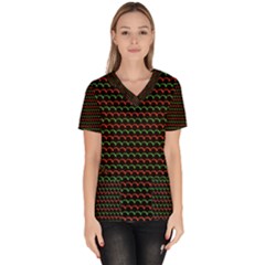 Geometric Abstract Pattern Line Women s V-neck Scrub Top by Salmanaz77