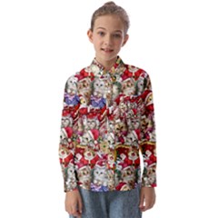 Pattern Kitten Christmas Kids  Long Sleeve Shirt by Bedest