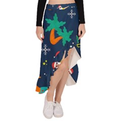 Colorful Funny Christmas Pattern Asymmetrical Ruffle Hem Skirt  by Ket1n9