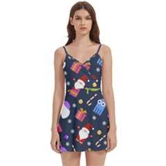 Colorful Funny Christmas Pattern Body Wrap Sleeveless V-neck Mini Dress by Ket1n9