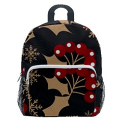 Christmas Pattern With Snowflakes Berries Kids  Age 5-10 Lightweight School Backpack With Side Pockets by Ket1n9