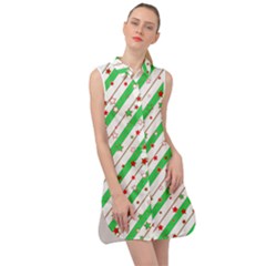 Christmas Paper Stars Pattern Texture Background Colorful Colors Seamless Sleeveless Shirt Dress by Ket1n9