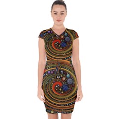 Swirl Vortex Emoji Cyclone Motion Art Capsleeve Drawstring Dress  by Paksenen