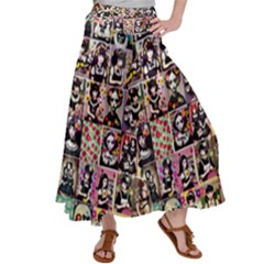 Spanish Gothic Girls Pattern Women s Satin Palazzo Pants by violetheavensky