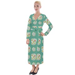 Retro 1960s Flowers Pattern 2 Velvet Maxi Wrap Dress by violetheavensky