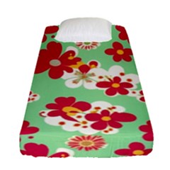 Retro 1960s Flowers Pattern Fitted Sheet (single Size) by violetheavensky