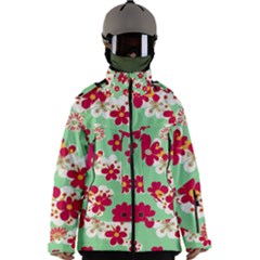 Retro 1960s Flowers Pattern Men s Zip Ski And Snowboard Waterproof Breathable Jacket by violetheavensky