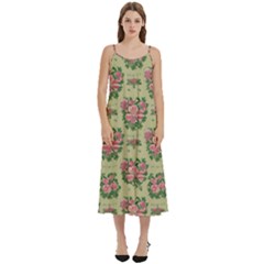 Retro 1880s Flowers Pattern 9 Casual Spaghetti Strap Midi Dress by violetheavensky
