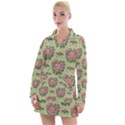 Retro 1880s Flowers Pattern 9 Women s Long Sleeve Casual Dress View1