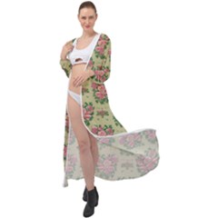 Retro 1880s Flowers Pattern 9 Maxi Chiffon Beach Wrap by violetheavensky