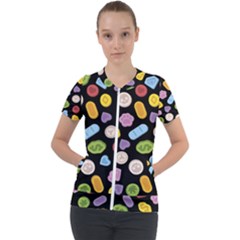 Ecstasy Pills Pattern Short Sleeve Zip Up Jacket by Valentinaart