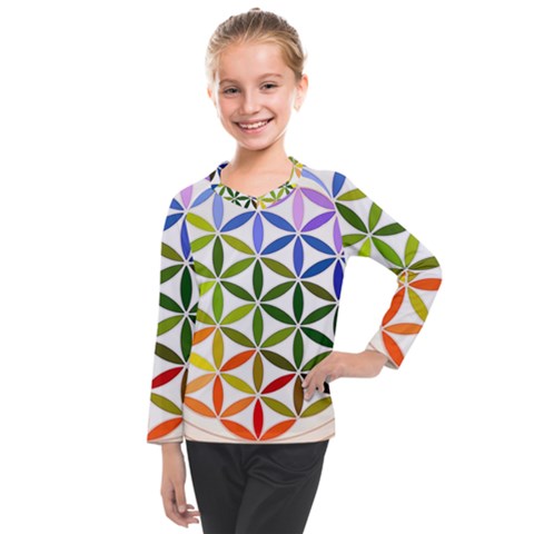 Mandala Rainbow Colorful Kids  Long Mesh T-shirt by Grandong