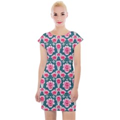 Retro 1880s Flowers Pattern 22 Cap Sleeve Bodycon Dress by violetheavensky