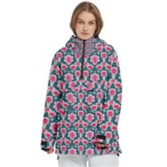 Retro 1880s Flowers Pattern 22 Women s Pullover Zip Ski And Snowboard Waterproof Breathable Jacket by violetheavensky