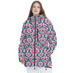 Retro 1880s Flowers Pattern 22 Women s Multi Pockets Zip Ski And Snowboard Waterproof Breathable Jacket by violetheavensky