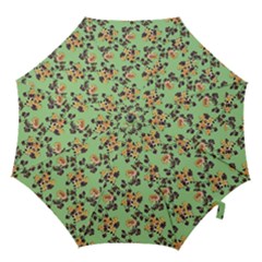 Retro 1880s Flowers Pattern 24 Hook Handle Umbrellas (large) by violetheavensky