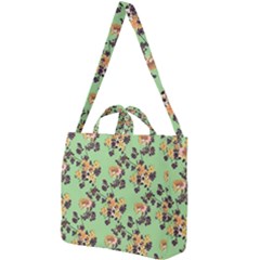 Retro 1880s Flowers Pattern 24 Square Shoulder Tote Bag by violetheavensky