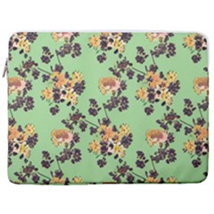 Retro 1880s Flowers Pattern 24 17  Vertical Laptop Sleeve Case With Pocket by violetheavensky