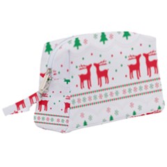 Red Green And Blue Christmas Themed Illustration Wristlet Pouch Bag (large) by Paksenen