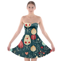 Christmas Tree Pattern Strapless Bra Top Dress by Paksenen