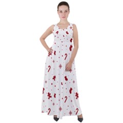 Christmas Xmas Holiday Pattern Background Empire Waist Velour Maxi Dress by Paksenen