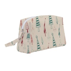 Trees Christmas Holiday Pattern Wristlet Pouch Bag (medium) by Paksenen