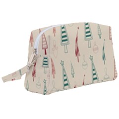 Trees Christmas Holiday Pattern Wristlet Pouch Bag (large) by Paksenen