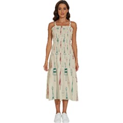 Trees Christmas Holiday Pattern Sleeveless Shoulder Straps Boho Dress by Paksenen