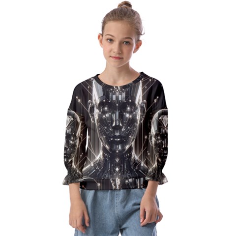 Robotics Robot Technology Future Kids  Cuff Sleeve Top by Maspions