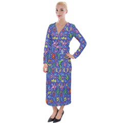 Grateful Dead Dancing Bears Pattern Velvet Maxi Wrap Dress by Salmanaz77