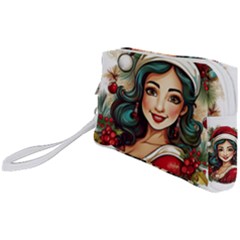 Young Woman With Santa Claus Clothes Isolated Illustration Wb Wristlet Pouch Bag (small) by dflcprintsclothing