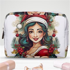 Young Woman With Santa Claus Clothes Isolated Illustration Wb Make Up Pouch (medium) by dflcprintsclothing