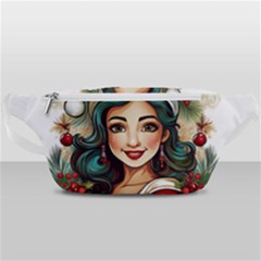 Young Woman With Santa Claus Clothes Isolated Illustration Wb Waist Bag  by dflcprintsclothing