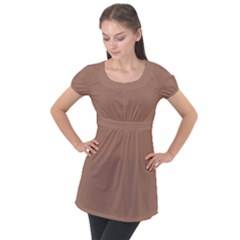 Mocha Mousse Hex Code #a47864 Puff Sleeve Tunic Top by dressshop