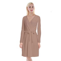 Mocha Mousse Hex Code #a47864 Long Sleeve Velvet Front Wrap Dress by dressshop