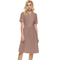 Mocha Mousse Hex Code #a47864 Button Top Knee Length Dress by dressshop