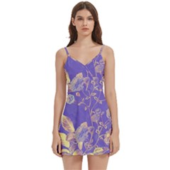 Flower Petal Bouquet Stem Floral Pattern Body Wrap Sleeveless V-neck Mini Dress by Maspions