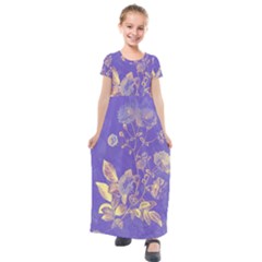 Flower Petal Bouquet Stem Floral Pattern Kids  Short Sleeve Maxi Dress by Maspions