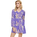 Flower Petal Bouquet Stem Floral Pattern Tiered Long Sleeve Mini Dress View1