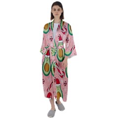 Avo Merry Christmas, Candies, Candy Cane Maxi Satin Kimono by kyorashop23