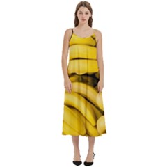 Bananas, Macro, Fruits, Ripe Bananas Casual Spaghetti Strap Midi Dress by kyorashop23