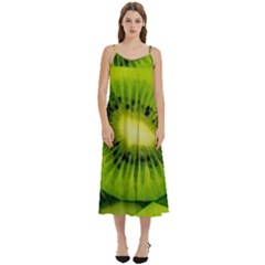 Kiwi Fruits, Close-up, Exotic Fruit Casual Spaghetti Strap Midi Dress by kyorashop23