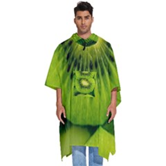 Kiwi Fruits, Close-up, Exotic Fruit Men s Hooded Rain Ponchos by kyorashop23